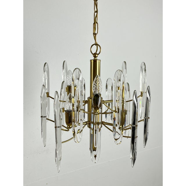 Mid-Century 6-Light Brass and Crystal Chandelier attributed to Sciolari, 1960s For Sale - Image 15 of 15