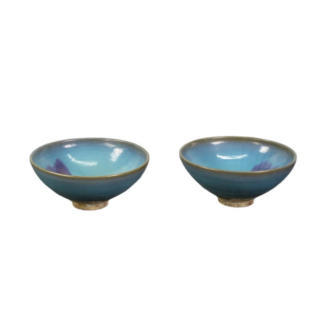 Blue Pair of Blue and Purple Ceramics Bowls For Sale - Image 8 of 8