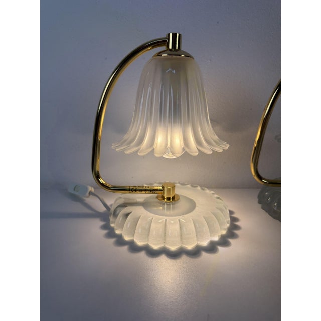 Murano Glass and Brass Bedside Lamps from Murano Due, 1970s, Set of 2 For Sale - Image 6 of 14