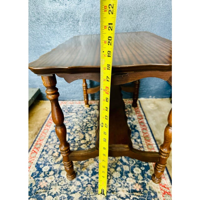 Vintage English Jacobean Style Side Table With Scalloped Top For Sale - Image 11 of 12