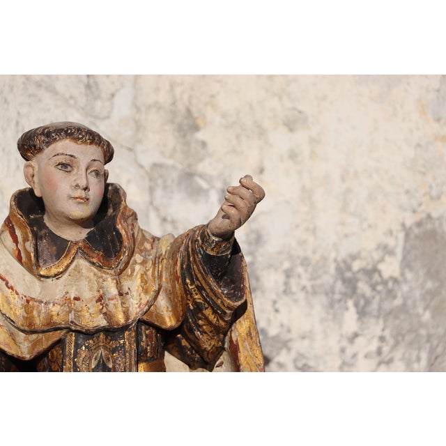 Saint Dominic of Guzmán Kneeling, With Glass Eyes and the Carmelite Shield, 18th Century, Portuguese For Sale - Image 13 of 17