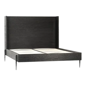 Modern Ebony Ripple Queen Size Bed