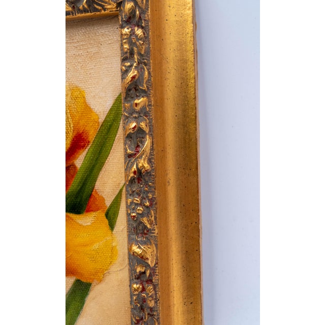 1980s Ornate Framed Flower Still Life Oil Painting on Canvas Signed For Sale - Image 5 of 7