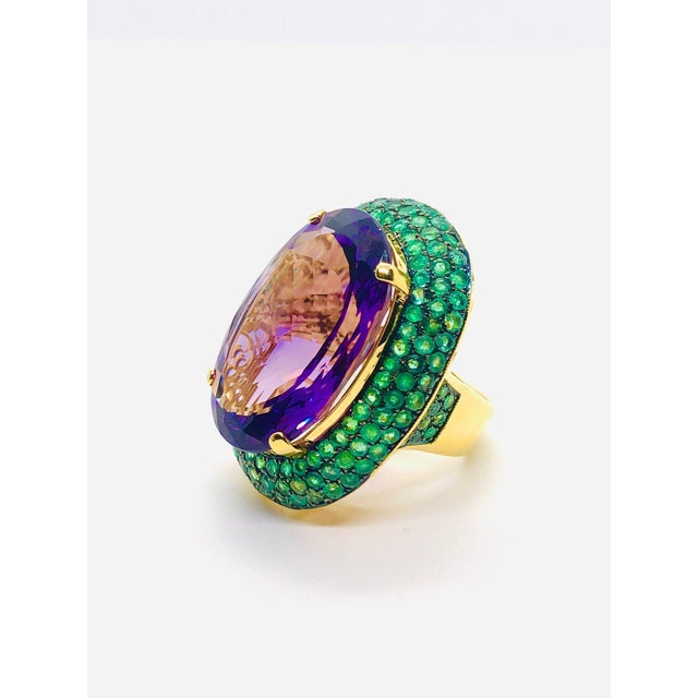 Bochic “Orient” Vintage Natural Amethyst and Ring Set In 18 K Gold & Silver For Sale In New York - Image 6 of 9