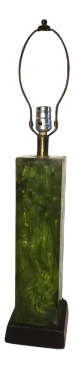 Mid Century Modernist Green Fractured Resin Lamp
