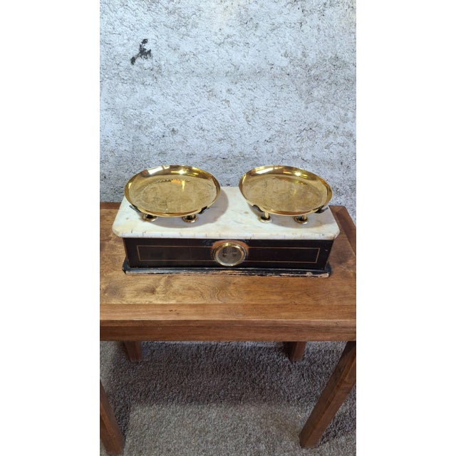 19th Century Napoleon III Trade Scale in Brass and Marble For Sale - Image 6 of 11