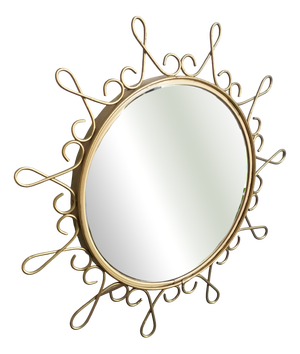 Vintage Gold Metal Butler Mirror with Convex Sunburst Effect, 1970s