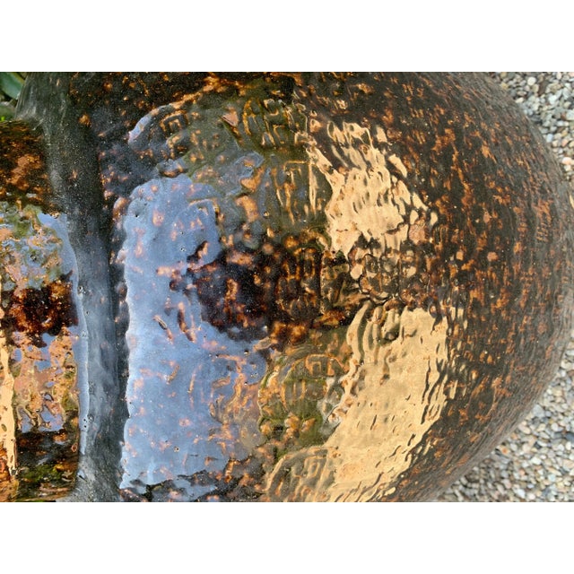 Brass Chinese Glazed Terracotta Urn For Sale - Image 8 of 11