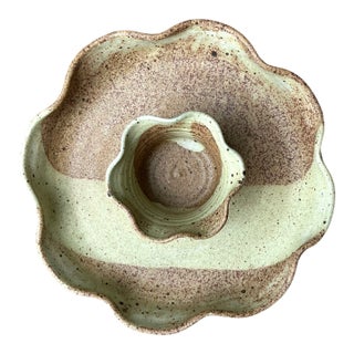 Vintage Studio Pottery Speckled Ceramic Appetizer Bowl For Sale