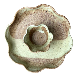 Vintage Studio Pottery Speckled Ceramic Appetizer Bowl