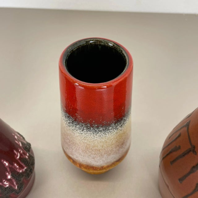 Multicolor Fat Lava Pottery Vases from Scheurich, Germany, Set of 4 For Sale - Image 13 of 18