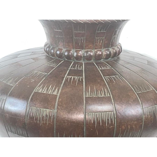 1960s Mid-Century Tribal Sgraffito Plaster Table Lamp. Bronze Toned, Circa 1960s For Sale - Image 5 of 7