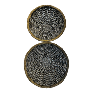 Contemporary Wicker & Rattan Woven Baskets - A Pair
