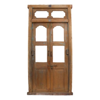 Transom Double Door With Mirrored Glass For Sale