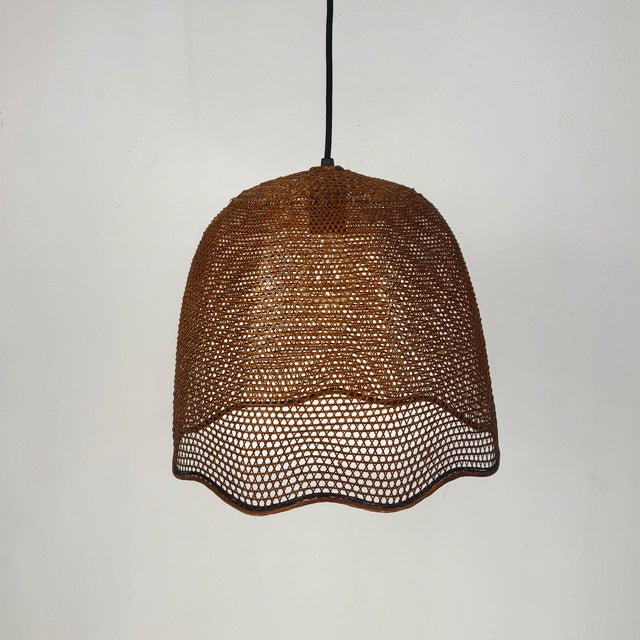 Wood Mid-Century Modern Wicker Pendant Light, Italy, 1960s For Sale - Image 7 of 10
