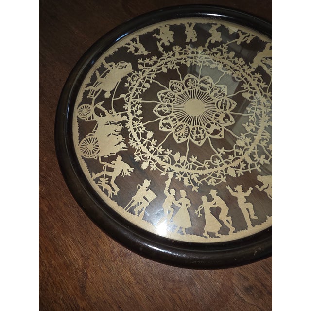 1920s Antique European Wood Cutout With Zodiac Symbolsand Folk Scenes For Sale - Image 5 of 7