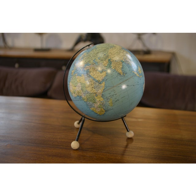 Blue Vintage Steel Globe, 1960s For Sale - Image 8 of 9
