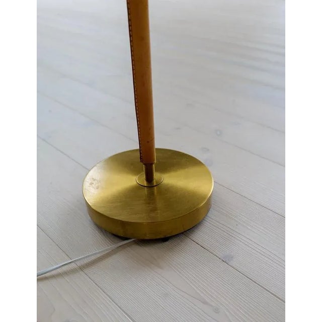 Mid-Century Modern Brass and Brown Leather Floor Lamp from Falkenbergs Belysning, Sweden, 1960s For Sale - Image 16 of 18