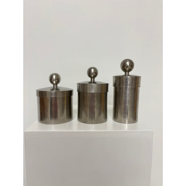 Swedish Pewter Lid Boxes by Georg Wahlgren for Lau-Tenn, Set of 3 For Sale - Image 4 of 8