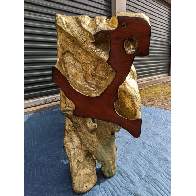 1990s Phillips Cast Naturals Root Burl Driftwood Console Table in Gold Leaf For Sale - Image 5 of 18