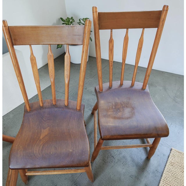 Mid 1800's Hardwood Plank Bottom Primitive Farmhouse Chairs - A Set of Six For Sale - Image 4 of 10