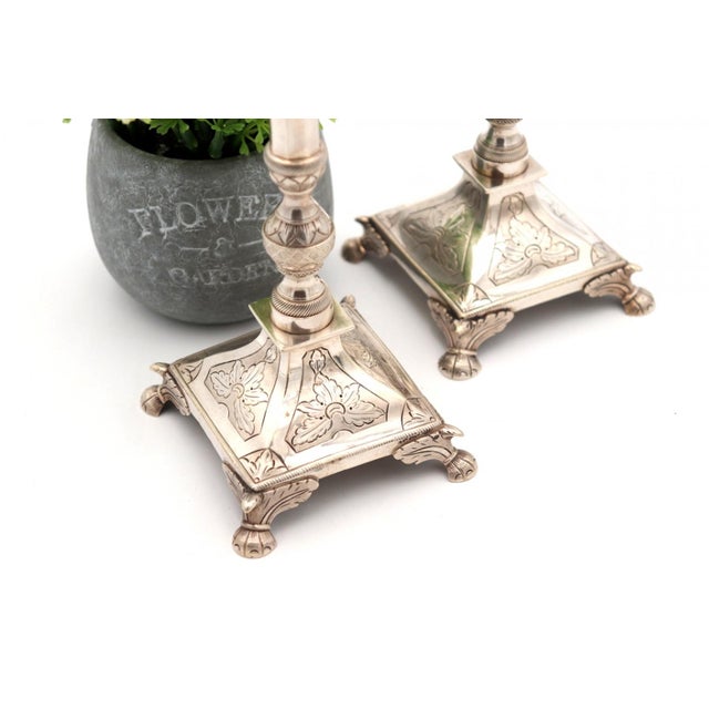 Silver Candlesticks with Turned Stems, Set of 2, in Good conditions.