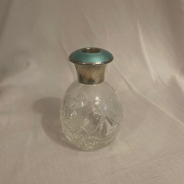 1920s 1920s Cut Crystal Sterling Guilloche Enamel Vase For Sale - Image 5 of 5