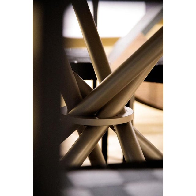 Metal Hector Dining Table 140 with Light Concrete Top and Steel Legs by Eberhart Furniture For Sale - Image 7 of 18