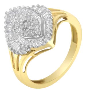 10K Yellow Gold Diamond Cocktail Ring (1/2 Cttw, J-K Color, I2-I3 Clarity) - Size 7-1/2