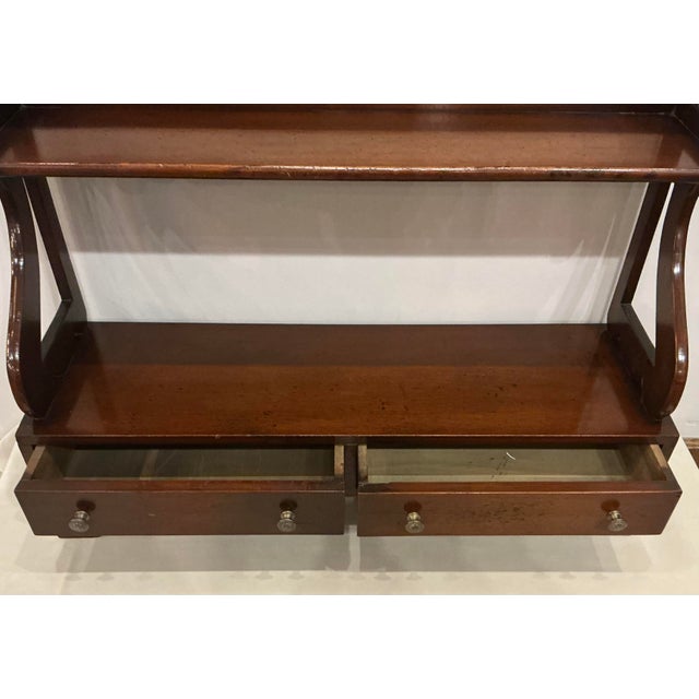 Wood Vintagre Mahogany Bookcase or Display Cabinet W Two Drawers at Base For Sale - Image 7 of 7