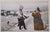 A Generous Offering by Nathan Durfee | Acrylic on vintage postcard of a woman with a dog in snow For Sale