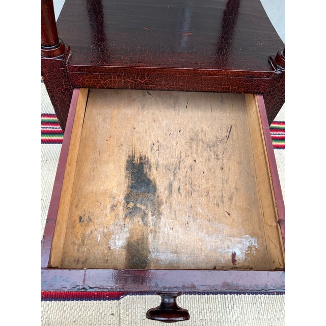 A Antique New England Sheraton Washstand Side Table, With Craquelure Paint Circa 1820’s For Sale - Image 6 of 12