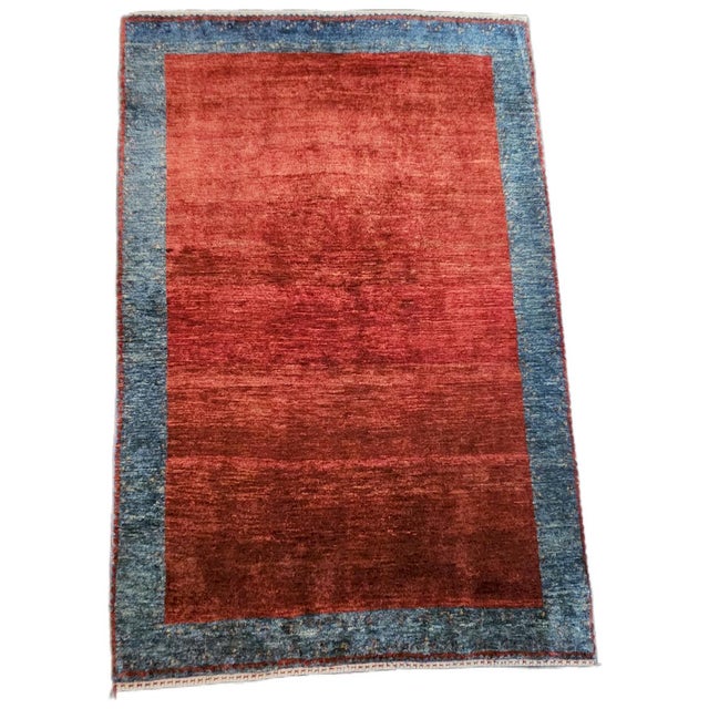 1970s Hand-Knotted Red and Blue Wool Kashkuli Sherkat Rug, 1970s For Sale - Image 5 of 10