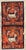 Hand-knotted wool rug measuring 2'3" x 4'7" (27" x 55"), featuring two stacked roundels with stylized guardian lion motifs...