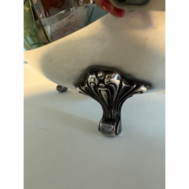 Large Silver Plated Bowl With Small Feet For Sale - Image 4 of 4