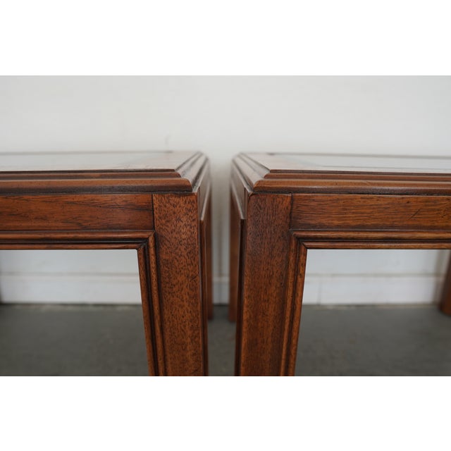1980s Vintage Drexel Heritage Accolade Collection Glass-Top End Tables (Set of 2) For Sale In Austin - Image 6 of 15