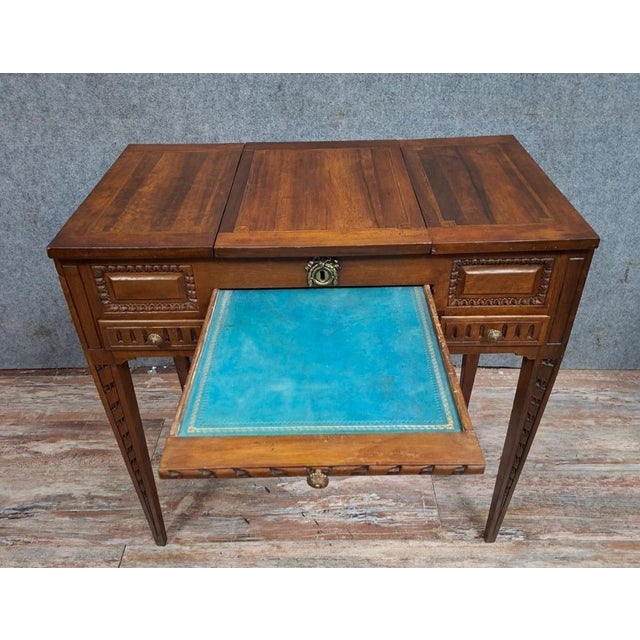 Louis XVI Walnut Dressing Table For Sale - Image 4 of 11