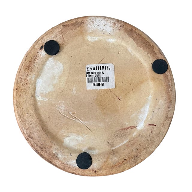 Large Santorini 4 Handle Drip Glaze Ceramic Vase in Green and Brown For Sale In San Francisco - Image 6 of 6