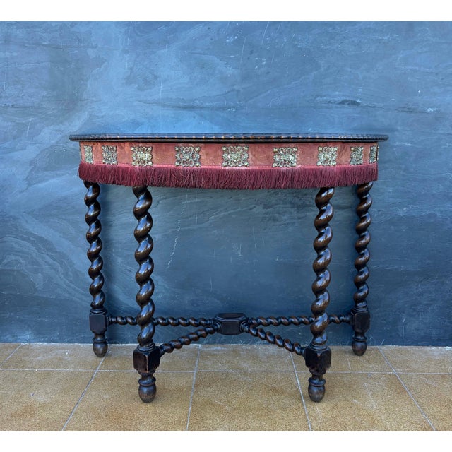 Metal Spanish Baroque Style Demilune Console Table with Twisted Legs, 1920s For Sale - Image 7 of 12