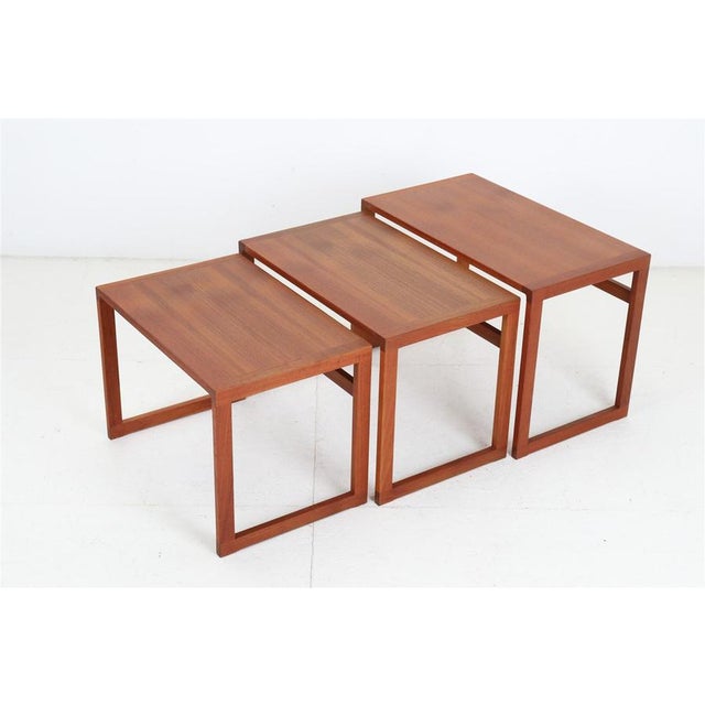 Danish Modern Minimalist Model #253 Nesting Tables in Teak, 1960s, Set of 3 For Sale - Image 4 of 10