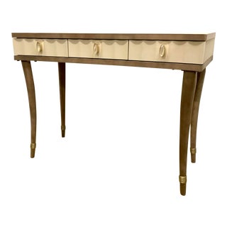 Caracole Modern Taupe and Ivory Wood Vanity Desk For Sale