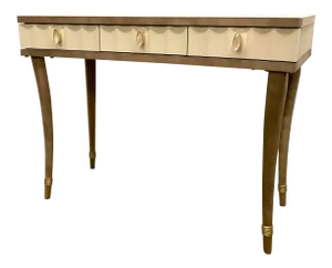 Caracole Modern Taupe and Ivory Wood Vanity Desk