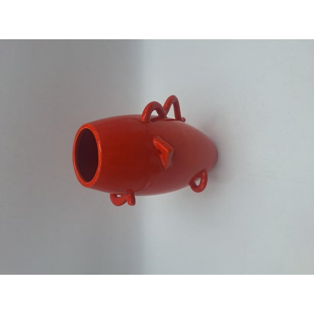 Zanotta Vintage Vase in Orange Glazed Clay by Alessandro Mendini for Zanotta, 1980s For Sale - Image 4 of 9
