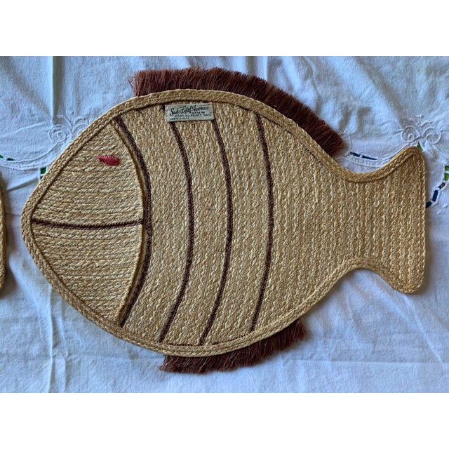 Vintage 1950’s Set of 4 Figural Wicker Fish Placemats by Sacks Fifth
