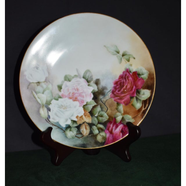 Antique Jean Pouyat Limoges France Hand Painted Rose Porcelain Cabinet Plate For Sale In Philadelphia - Image 6 of 13