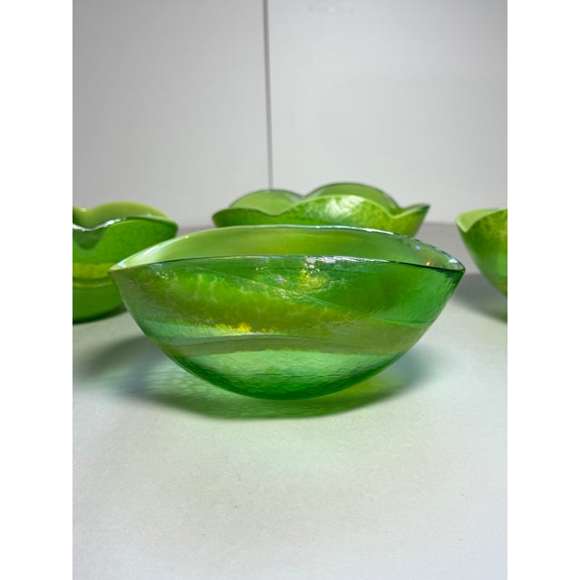 Murano Vintage Italian Murano Green Art Glass Bowls, Set of 4 For Sale - Image 4 of 17