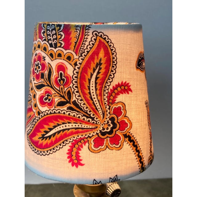 Mary Jane McCarty Designs Antique French Red and Yellow Fabric Chandelier Shade For Sale - Image 4 of 5