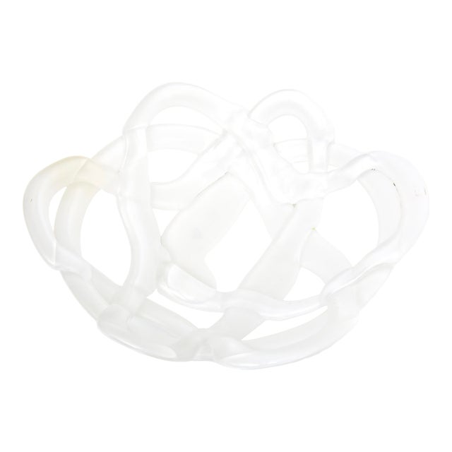 Vintage Kosta Boda White Twisted Glass Bowl Decorative or Serving For Sale