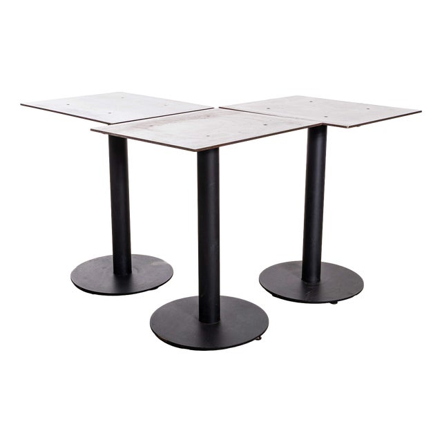 Vintage Black Steel Square Café Table, 1950 For Sale