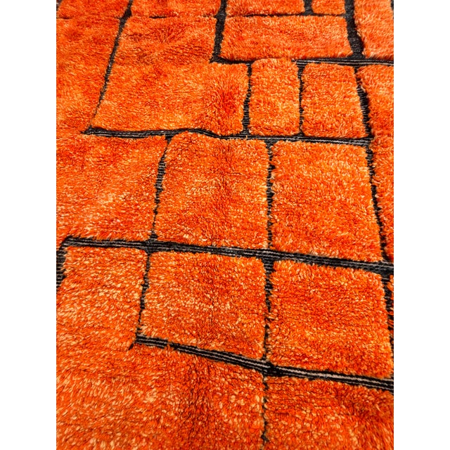Textile Large Moroccan Beni M'rirt Rug – Hand Knotted Berber Wool Carpet – Orange Geometric Atlas Design For Sale - Image 7 of 14